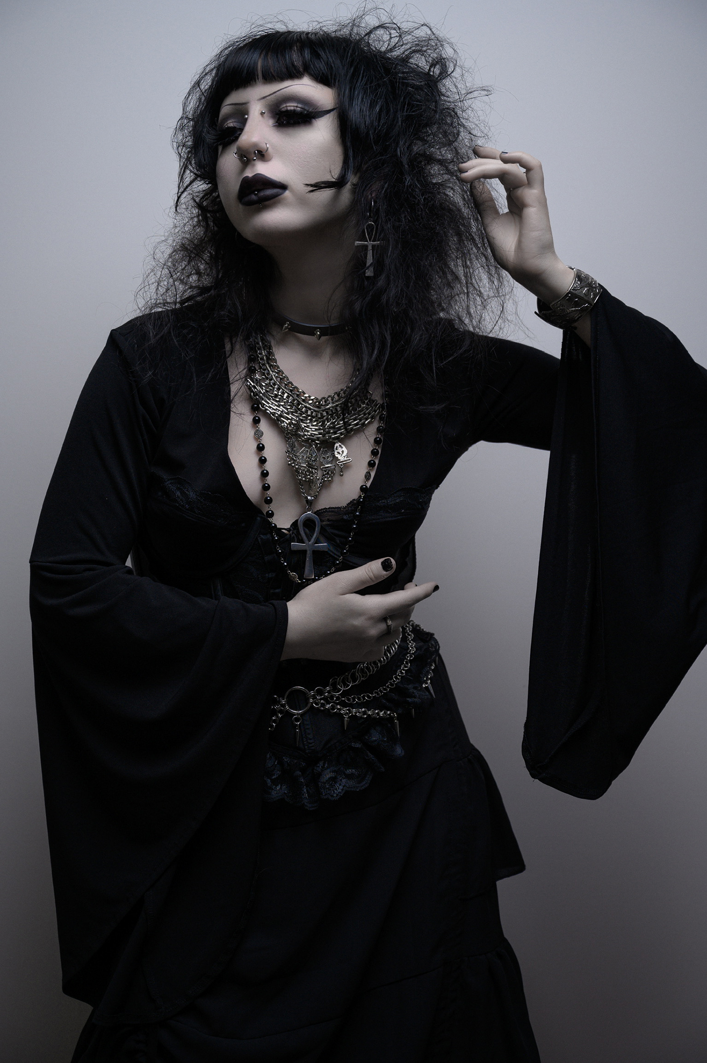 Gothic fashion portrait in black and silver