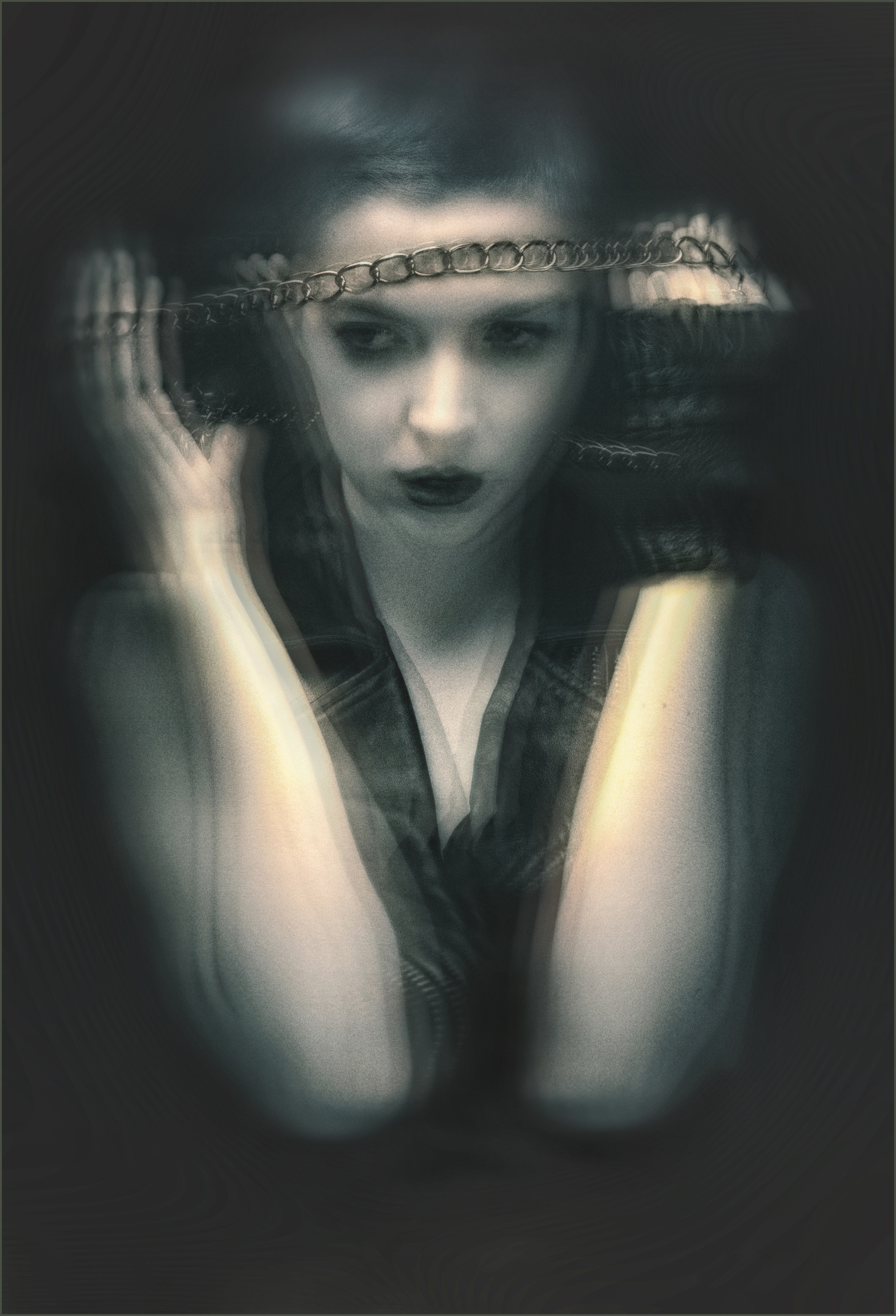 Soft monochrome portrait with repeated motion